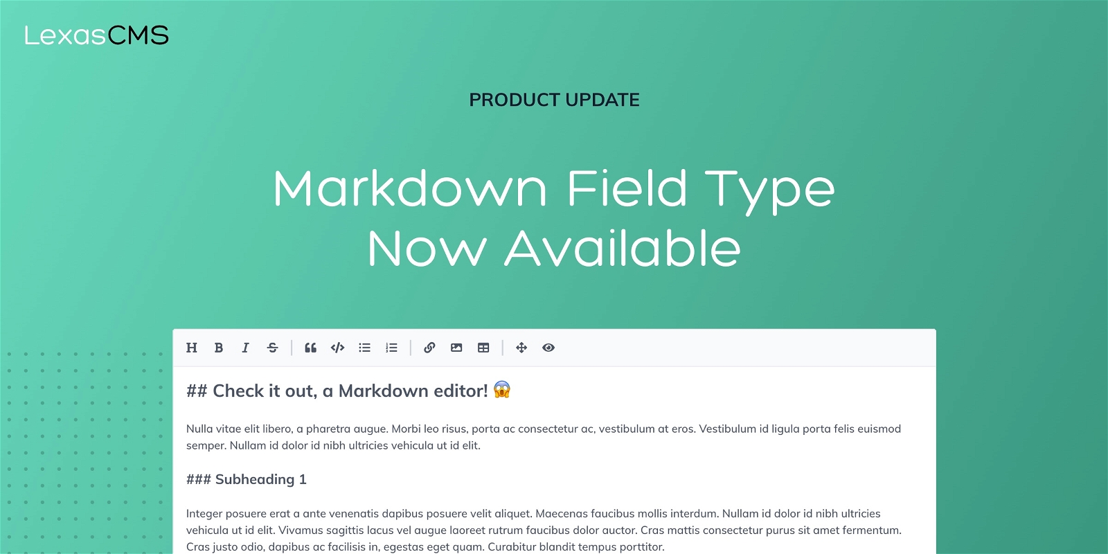 Cover for Markdown field type now available