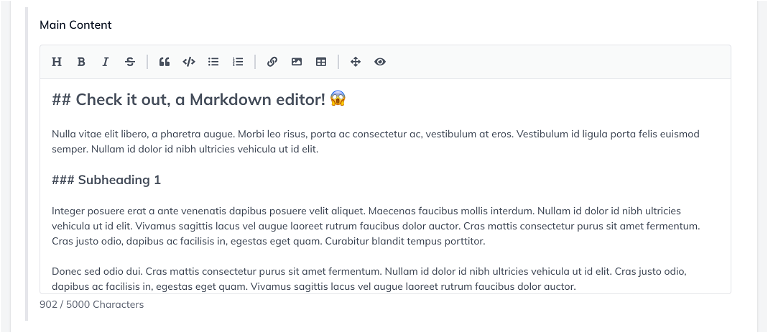 Screenshot showing Markdown editor