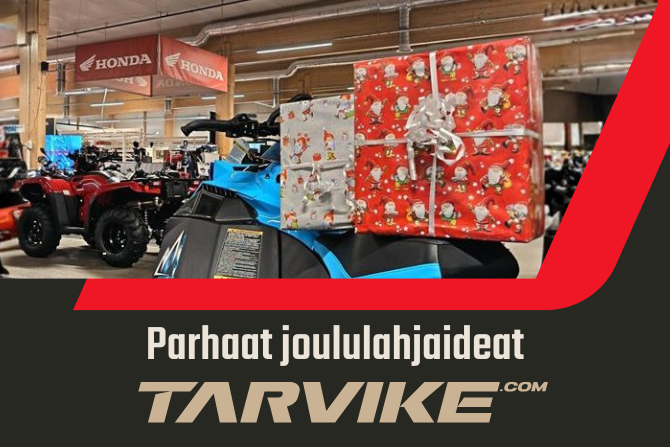 parhaat joululahjaideat tarvike.com valikoimasta. kuvassa joululahjapaketit arctic cat moottorikelkan päällö